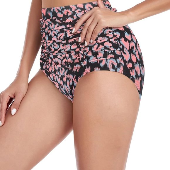 RELLECIGA Women's High Waisted Hipster Bikini Swimsuit Bottom Ruched Size L - Picture 3 of 13